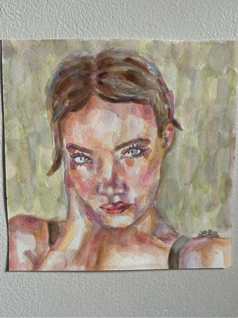 Original Watercolor Portrait Painting - “Sittin’ Pretty” 8 x 8 inches